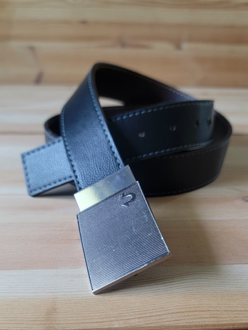 Black Belt with Contrasting Stitching and Metal Buckle From True Religion